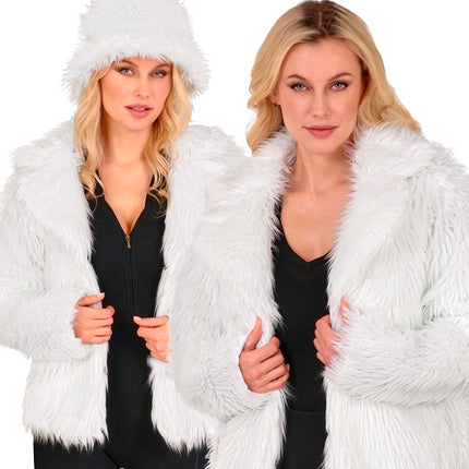 Cappotto di pelliccia da donna Plush White