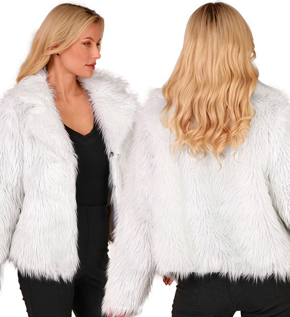 Cappotto di pelliccia da donna Plush White