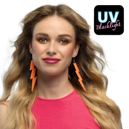 Coppia di orecchini Flash arancione neon UV
