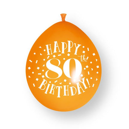 10ct Happy 80th Birthday 23cm Latex Balloons van Unique koop je bij Partywinkel