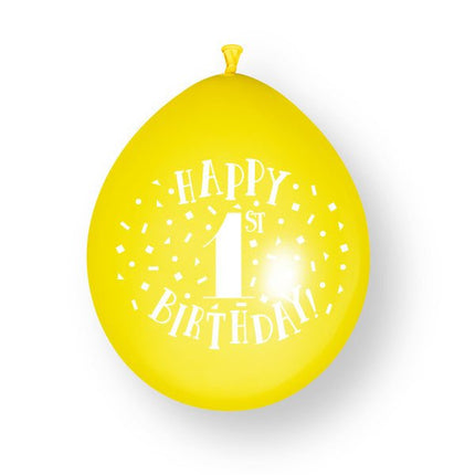 10st Happy 1st Birthday 23 Latex Ballonnen van Unique koop je bij Partywinkel
