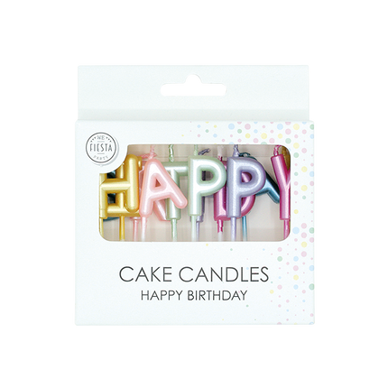 Candele colorate "Happy Birthday" in tonalità pastello