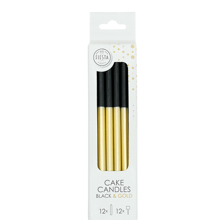 Candele nere e dorate tinte a immersione, 9,5 cm, 12 pezzi