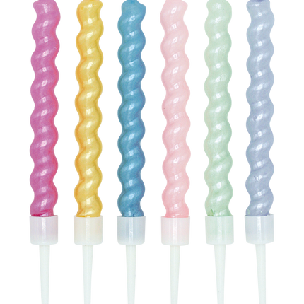 Candele colorate a spirale, 8 cm, 6 pezzi