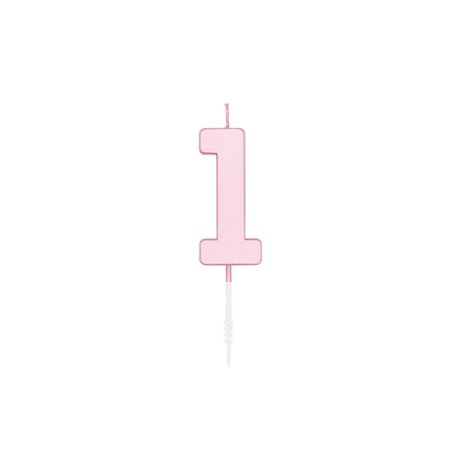 Candela "1 anno" rosa pastello, 4,5 cm