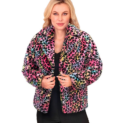 Cappotto di pelliccia Ladies Plush Leopard Multi