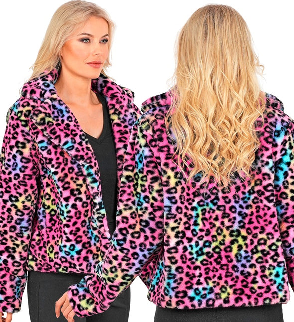 Cappotto di pelliccia Ladies Plush Leopard Multi