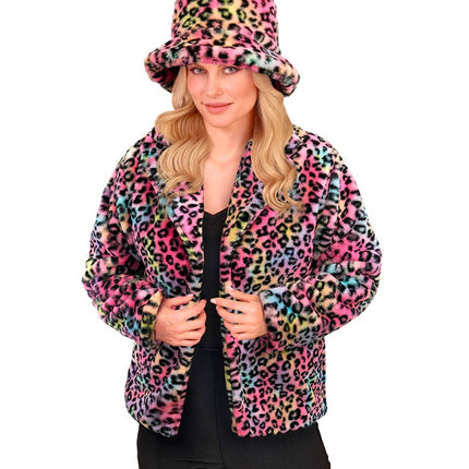 Cappotto di pelliccia Ladies Plush Leopard Multi