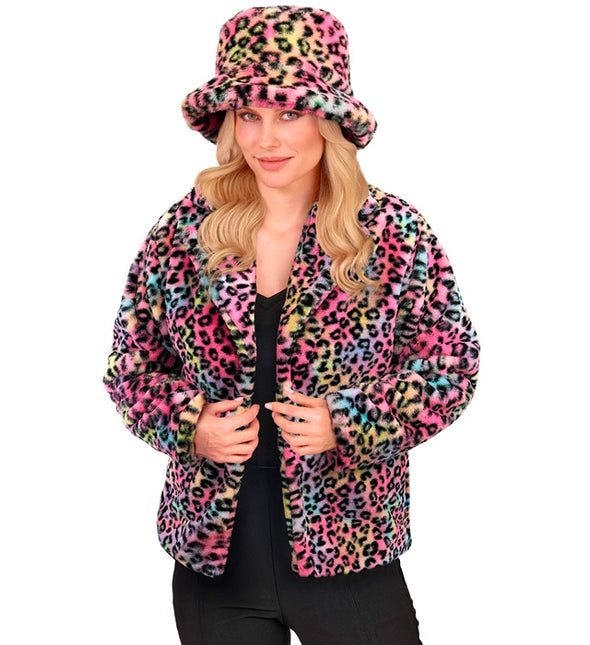 Cappotto di pelliccia Ladies Plush Leopard Multi