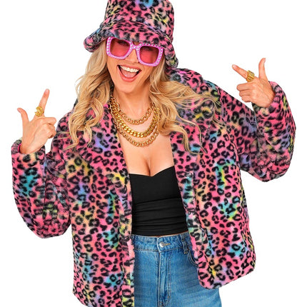 Cappotto di pelliccia Ladies Plush Leopard Multi