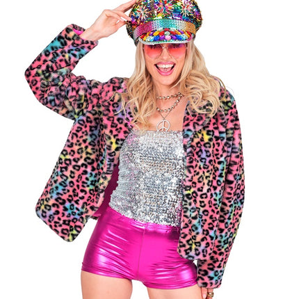 Cappotto di pelliccia Ladies Plush Leopard Multi