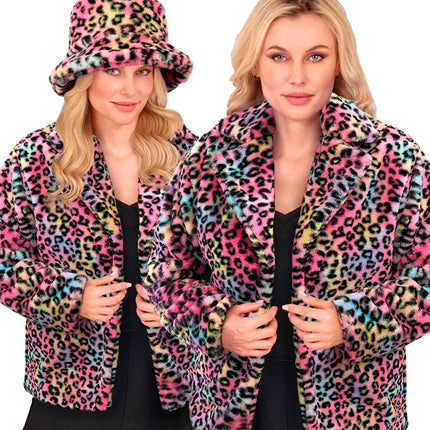 Cappotto di pelliccia Ladies Plush Leopard Multi