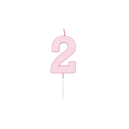 Candela da 2 anni, rosa pastello, 4,5 cm
