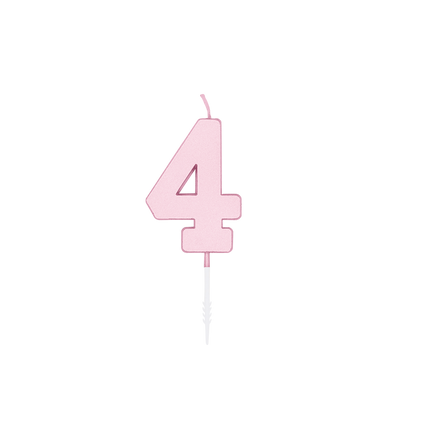 Candela "4 anni" rosa pastello, 4,5 cm