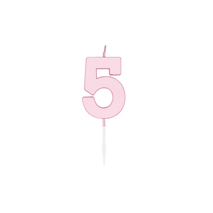 Candela “5 anni” rosa pastello, 4,5 cm