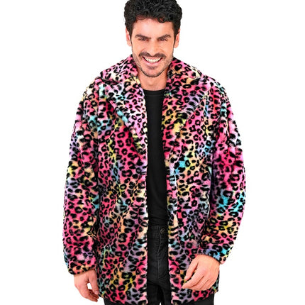 Cappotto di pelliccia Plush Multi Leopard