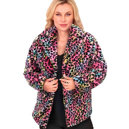 Cappotto di pelliccia Plush Multi Leopard