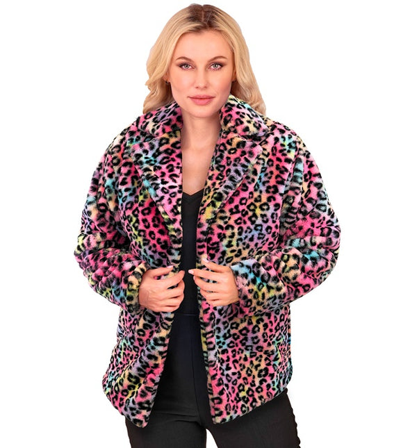 Cappotto di pelliccia Plush Multi Leopard