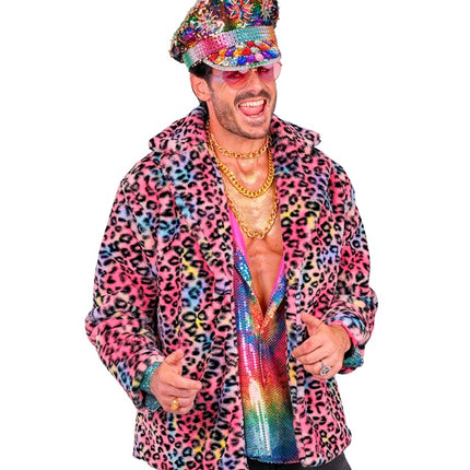Cappotto di pelliccia Plush Multi Leopard