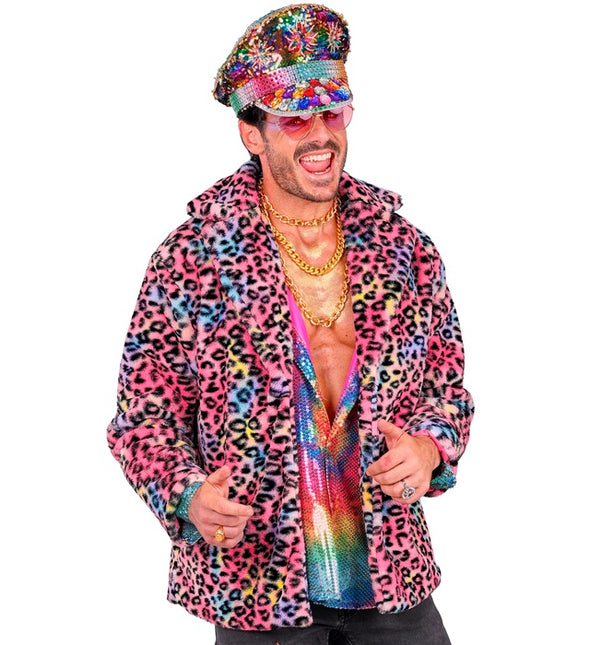 Cappotto di pelliccia Plush Multi Leopard
