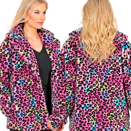Cappotto di pelliccia Plush Multi Leopard