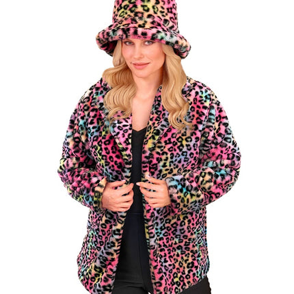 Cappotto di pelliccia Plush Multi Leopard
