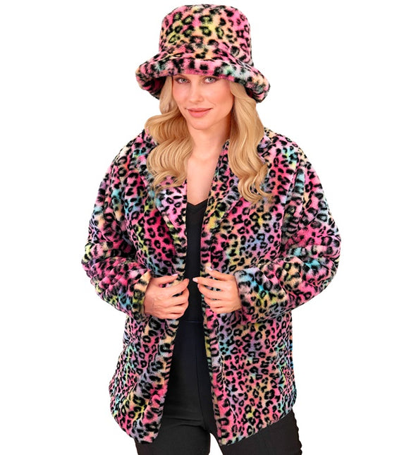Cappotto di pelliccia Plush Multi Leopard
