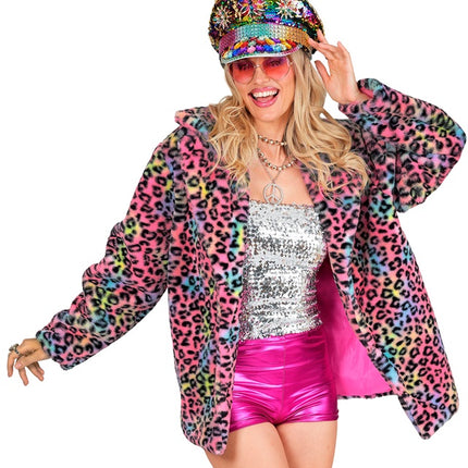 Cappotto di pelliccia Plush Multi Leopard