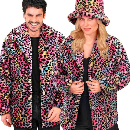 Cappotto di pelliccia Plush Multi Leopard