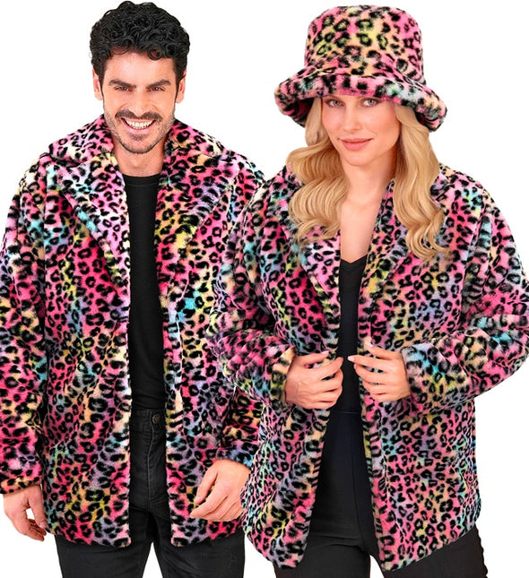 Cappotto di pelliccia Plush Multi Leopard