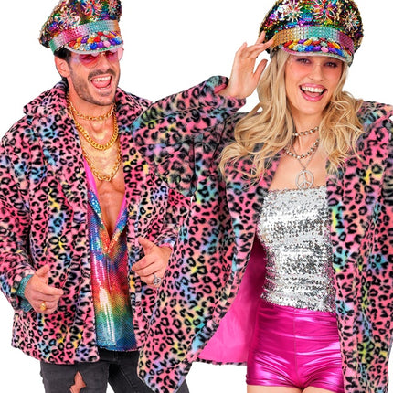 Cappotto di pelliccia Plush Multi Leopard