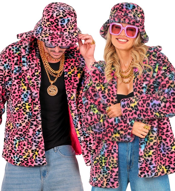 Cappotto di pelliccia Plush Multi Leopard