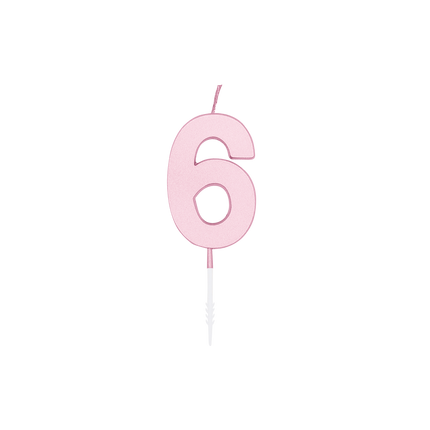 Candela “6 anni” rosa pastello, 4,5 cm