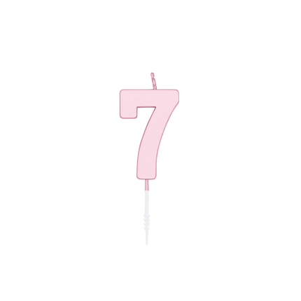 Candela “7 anni” rosa pastello, 4,5 cm