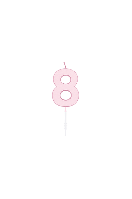 Candela “8 anni” rosa pastello, 4,5 cm