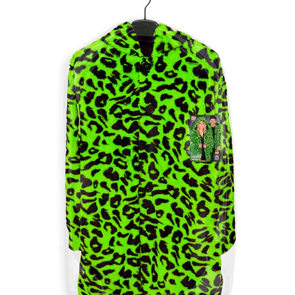 Cappotto di pelliccia con cappello in peluche Leopard Neon