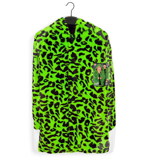Cappotto di pelliccia con cappello in peluche Leopard Neon