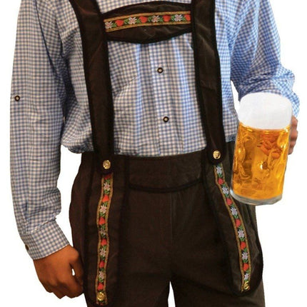 Lederhose marrone scuro corto + camicetta blu