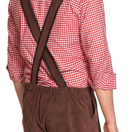 Lederhose Johann con bretelle regolabili Marrone scuro Corto