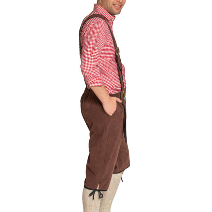 Lederhose Johann con bretelle regolabili Marrone scuro Lungo