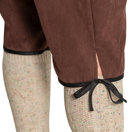 Lederhose Johann con bretelle regolabili Marrone scuro Lungo