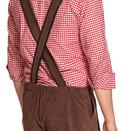 Lederhose Johann con bretelle regolabili Marrone scuro Lungo
