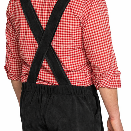 Pantaloni in pelle per l'Oktoberfest, neri, lunghi