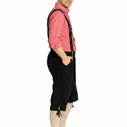 Pantaloni in pelle per l'Oktoberfest, neri, lunghi