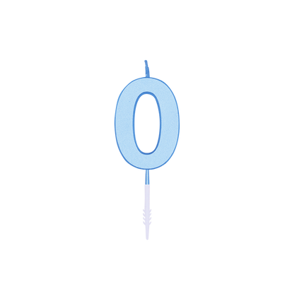 Candela “0 anni” blu pastello, 4,5 cm