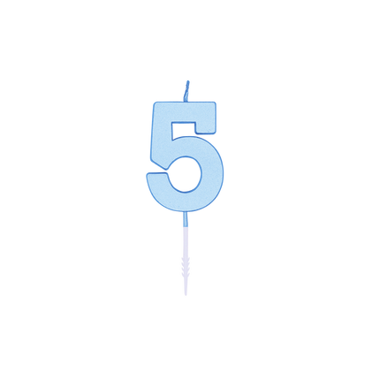 Candela “5 anni”, blu pastello, 4,5 cm