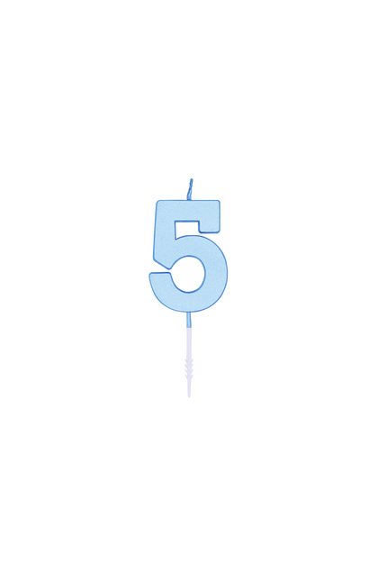 Candela “5 anni”, blu pastello, 4,5 cm