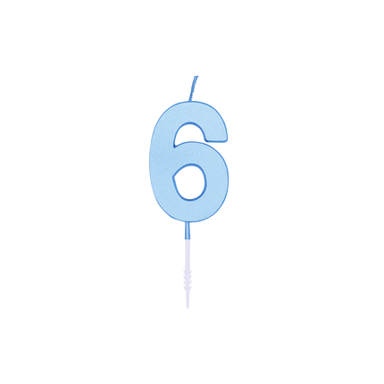 Candela da 6 anni, blu pastello, 4,5 cm