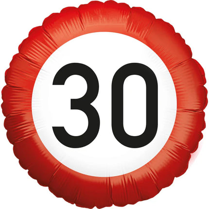 Segnaletica stradale "30 anni" con palloncino ad elio, vuota, 45 cm