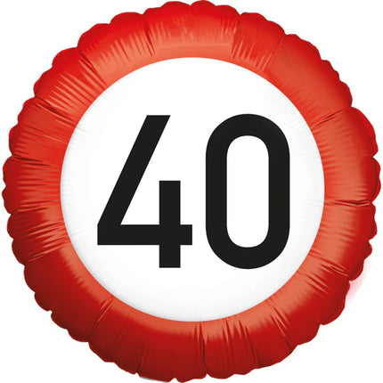 Segnaletica stradale "40 anni" con palloncino ad elio, vuota, 45 cm